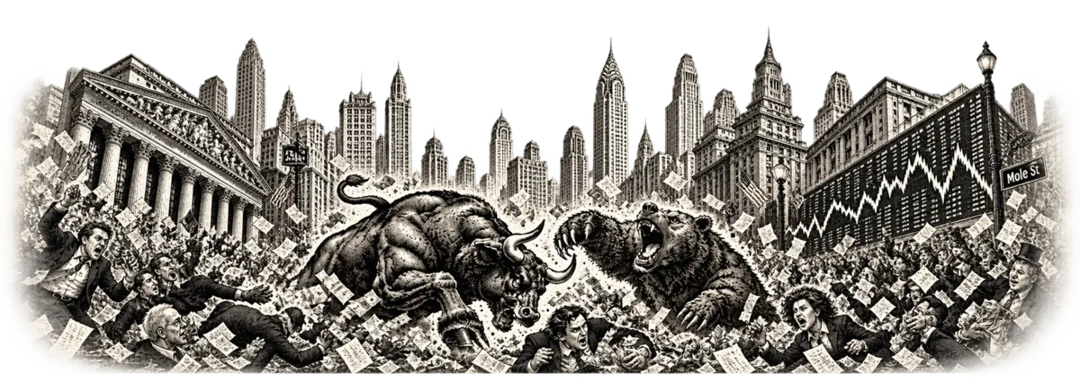 Wall Street bull and bear frenzy
